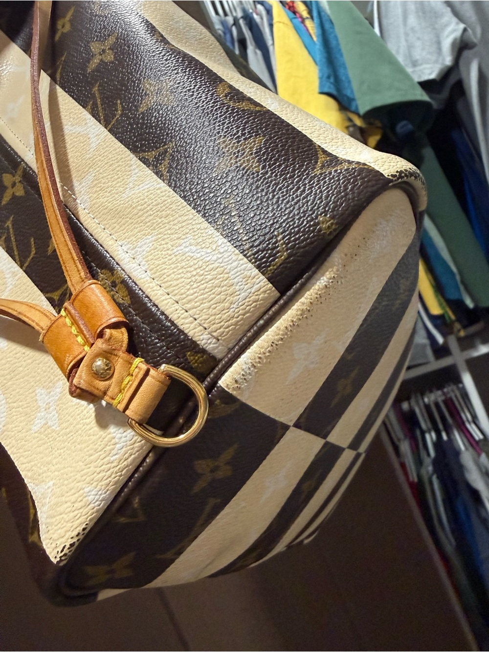 Louis Vuitton Monogram Vertical Stripe Canvas Tote in Brown & Cream - Picture 4 of 4